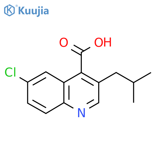 6-chloro-3-(2-methylpropyl)quinoline-4-carboxylic acid structure