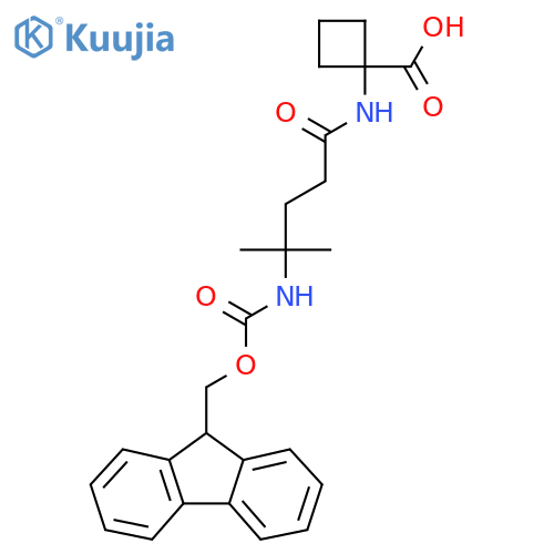 1-4-({(9H-fluoren-9-yl)methoxycarbonyl}amino)-4-methylpentanamidocyclobutane-1-carboxylic acid structure