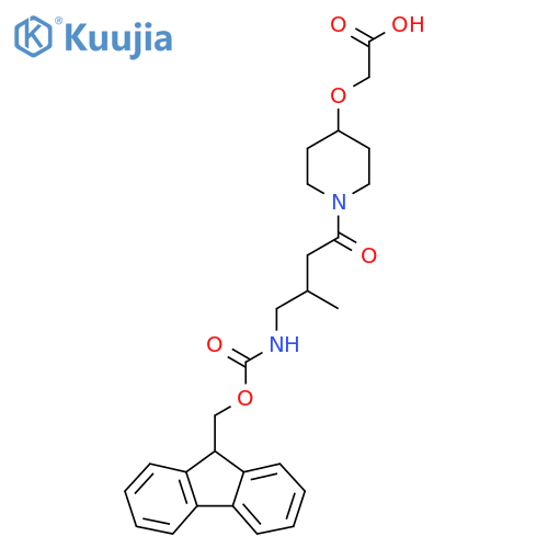 2-({1-4-({(9H-fluoren-9-yl)methoxycarbonyl}amino)-3-methylbutanoylpiperidin-4-yl}oxy)acetic acid structure