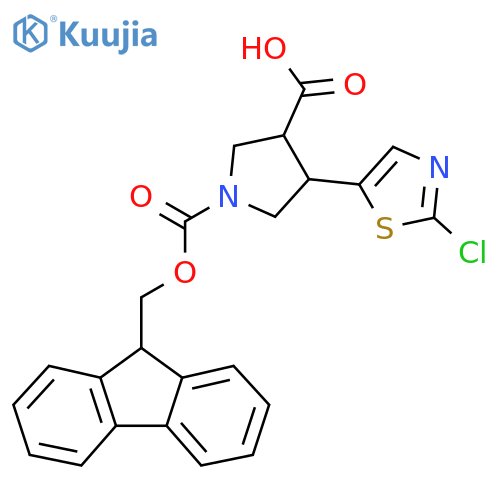 4-(2-chloro-1,3-thiazol-5-yl)-1-{(9H-fluoren-9-yl)methoxycarbonyl}pyrrolidine-3-carboxylic acid structure