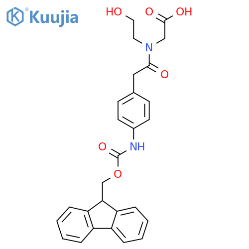 2-{2-4-({(9H-fluoren-9-yl)methoxycarbonyl}amino)phenyl-N-(2-hydroxyethyl)acetamido}acetic acid structure