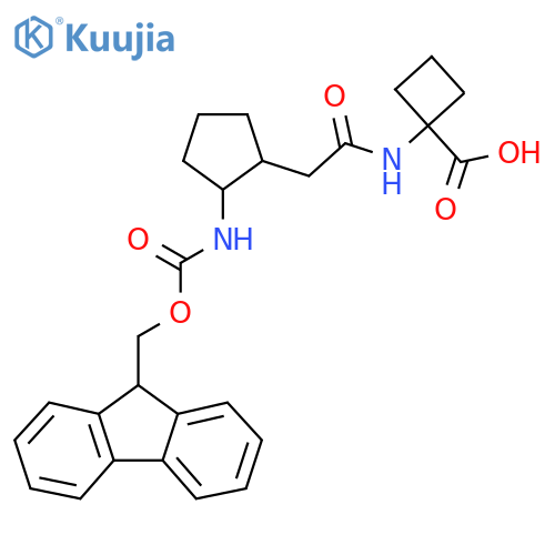 1-{2-2-({(9H-fluoren-9-yl)methoxycarbonyl}amino)cyclopentylacetamido}cyclobutane-1-carboxylic acid structure