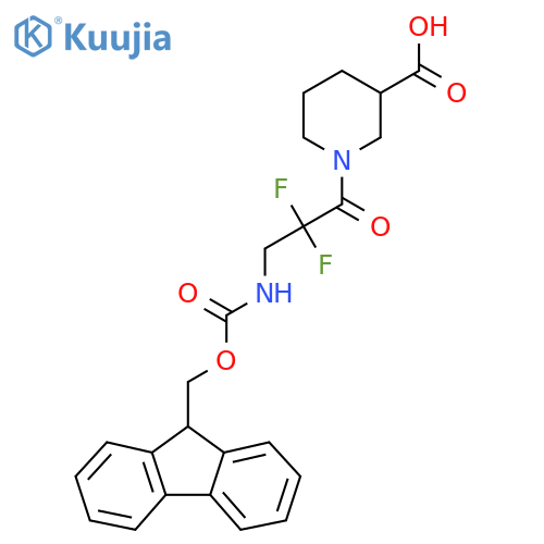 1-3-({(9H-fluoren-9-yl)methoxycarbonyl}amino)-2,2-difluoropropanoylpiperidine-3-carboxylic acid structure