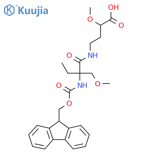 4-2-({(9H-fluoren-9-yl)methoxycarbonyl}amino)-2-(methoxymethyl)butanamido-2-methoxybutanoic acid structure