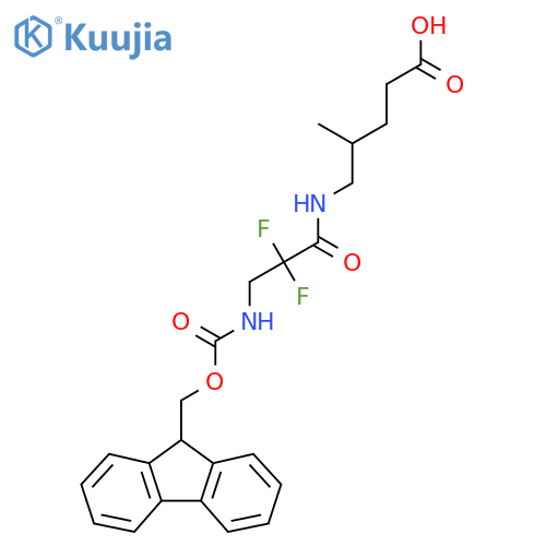 5-3-({(9H-fluoren-9-yl)methoxycarbonyl}amino)-2,2-difluoropropanamido-4-methylpentanoic acid structure