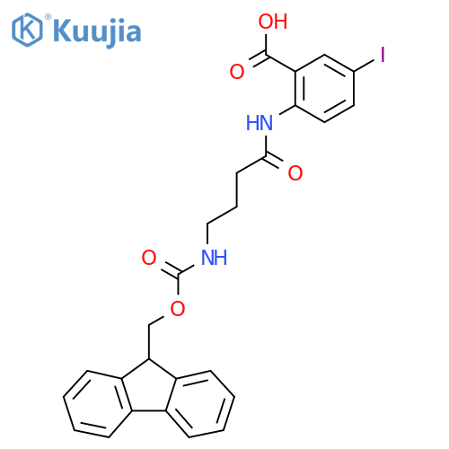 2-4-({(9H-fluoren-9-yl)methoxycarbonyl}amino)butanamido-5-iodobenzoic acid structure