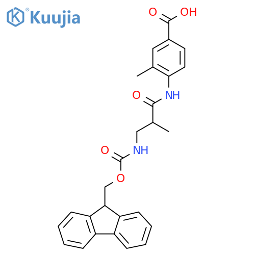 4-3-({(9H-fluoren-9-yl)methoxycarbonyl}amino)-2-methylpropanamido-3-methylbenzoic acid structure