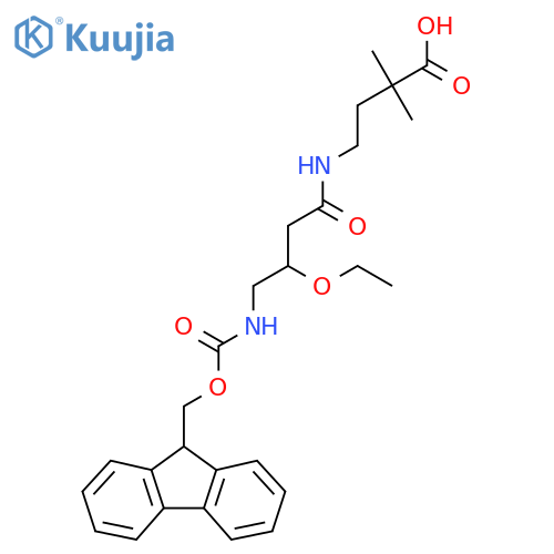 4-3-ethoxy-4-({(9H-fluoren-9-yl)methoxycarbonyl}amino)butanamido-2,2-dimethylbutanoic acid structure