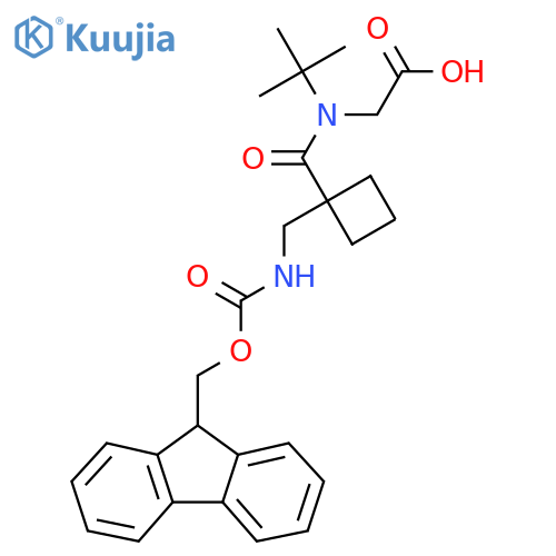 2-(N-tert-butyl-1-{1-({(9H-fluoren-9-yl)methoxycarbonyl}amino)methylcyclobutyl}formamido)acetic acid structure