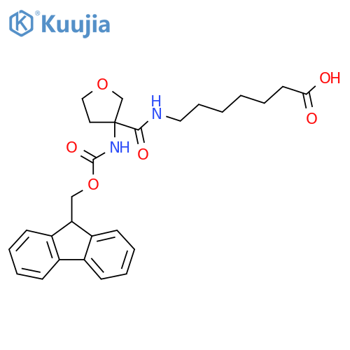 7-{3-({(9H-fluoren-9-yl)methoxycarbonyl}amino)oxolan-3-ylformamido}heptanoic acid structure