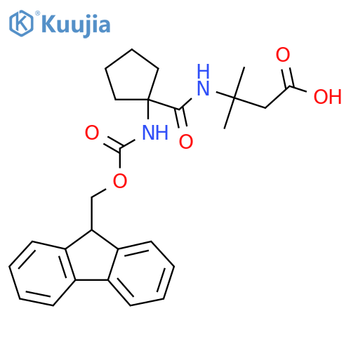 3-{1-({(9H-fluoren-9-yl)methoxycarbonyl}amino)cyclopentylformamido}-3-methylbutanoic acid structure