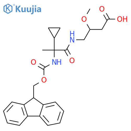 4-2-cyclopropyl-2-({(9H-fluoren-9-yl)methoxycarbonyl}amino)propanamido-3-methoxybutanoic acid structure