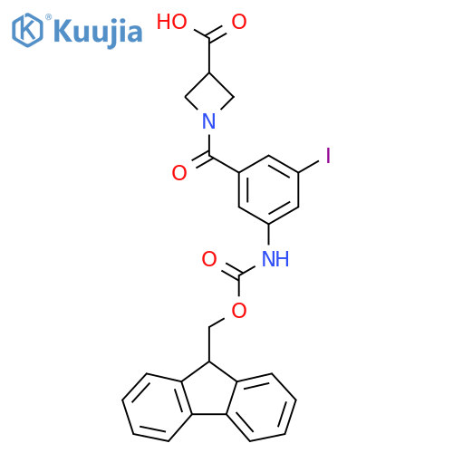 1-3-({(9H-fluoren-9-yl)methoxycarbonyl}amino)-5-iodobenzoylazetidine-3-carboxylic acid structure