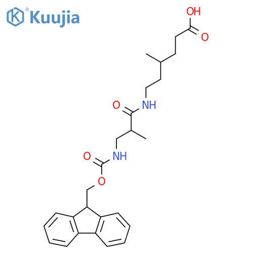 6-3-({(9H-fluoren-9-yl)methoxycarbonyl}amino)-2-methylpropanamido-4-methylhexanoic acid structure
