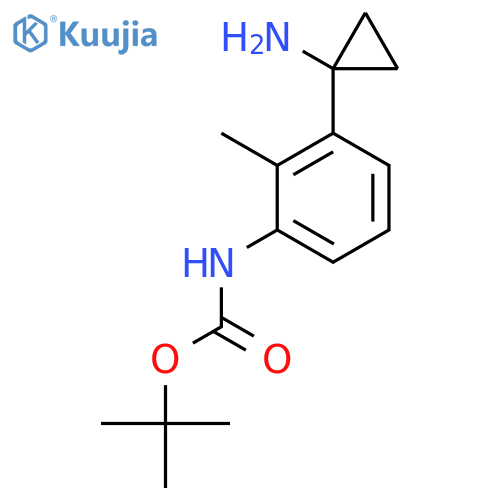 tert-butyl N-3-(1-aminocyclopropyl)-2-methylphenylcarbamate structure
