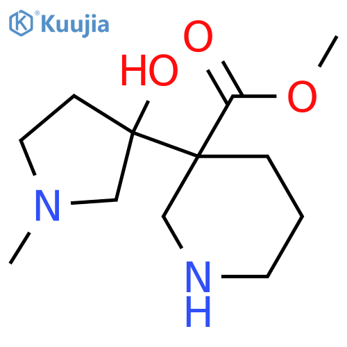 methyl 3-(3-hydroxy-1-methylpyrrolidin-3-yl)piperidine-3-carboxylate structure