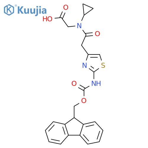2-{N-cyclopropyl-2-2-({(9H-fluoren-9-yl)methoxycarbonyl}amino)-1,3-thiazol-4-ylacetamido}acetic acid structure