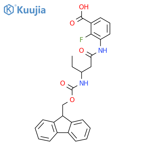 3-3-({(9H-fluoren-9-yl)methoxycarbonyl}amino)pentanamido-2-fluorobenzoic acid structure