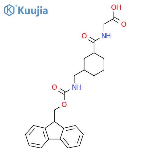 2-({3-({(9H-fluoren-9-yl)methoxycarbonyl}amino)methylcyclohexyl}formamido)acetic acid structure