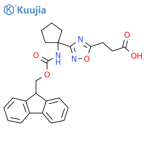 3-{3-1-({(9H-fluoren-9-yl)methoxycarbonyl}amino)cyclopentyl-1,2,4-oxadiazol-5-yl}propanoic acid structure