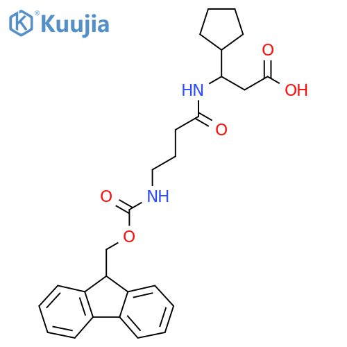 3-cyclopentyl-3-4-({(9H-fluoren-9-yl)methoxycarbonyl}amino)butanamidopropanoic acid structure