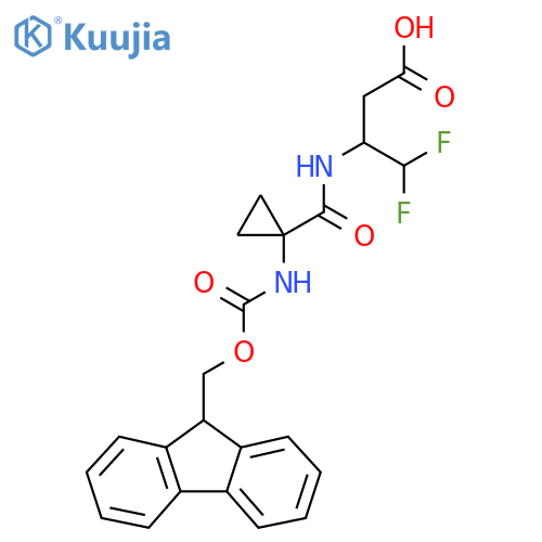 3-{1-({(9H-fluoren-9-yl)methoxycarbonyl}amino)cyclopropylformamido}-4,4-difluorobutanoic acid structure