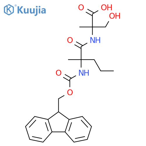 2-2-({(9H-fluoren-9-yl)methoxycarbonyl}amino)-2-methylpentanamido-3-hydroxy-2-methylpropanoic acid structure