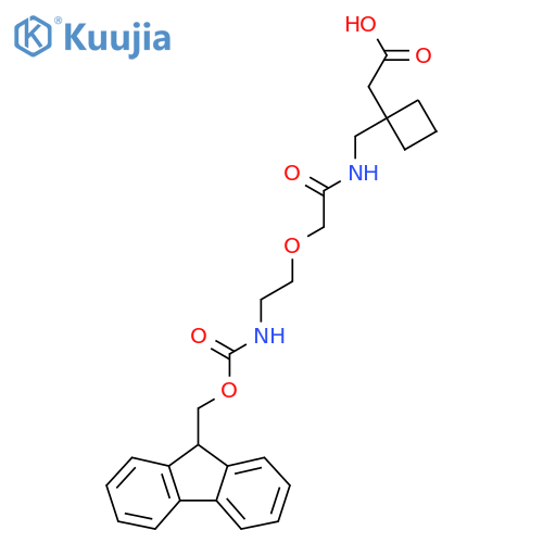2-1-({2-2-({(9H-fluoren-9-yl)methoxycarbonyl}amino)ethoxyacetamido}methyl)cyclobutylacetic acid structure