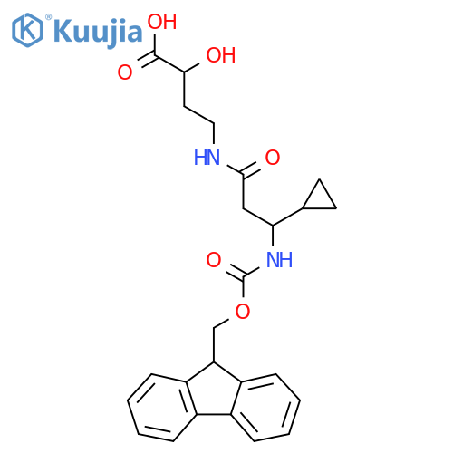 4-3-cyclopropyl-3-({(9H-fluoren-9-yl)methoxycarbonyl}amino)propanamido-2-hydroxybutanoic acid structure