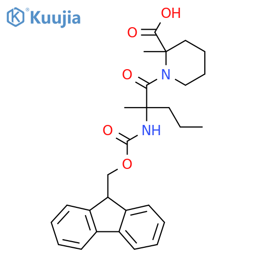 1-2-({(9H-fluoren-9-yl)methoxycarbonyl}amino)-2-methylpentanoyl-2-methylpiperidine-2-carboxylic acid structure