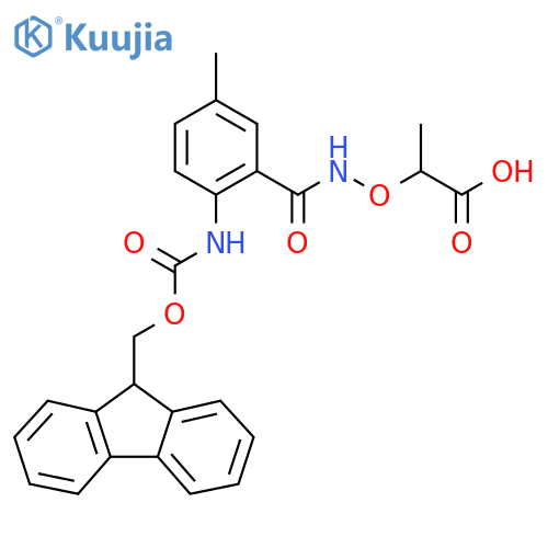 2-({2-({(9H-fluoren-9-yl)methoxycarbonyl}amino)-5-methylphenylformamido}oxy)propanoic acid structure