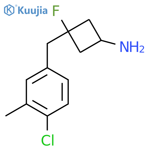 3-(4-chloro-3-methylphenyl)methyl-3-fluorocyclobutan-1-amine structure