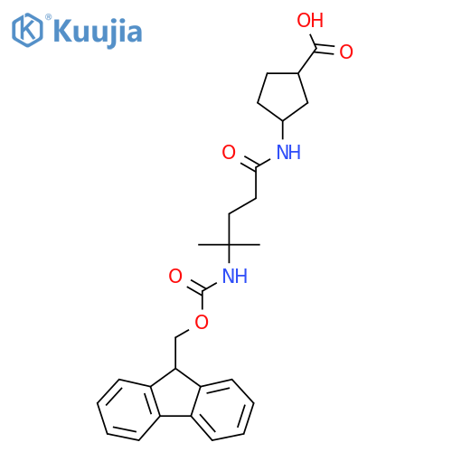 3-4-({(9H-fluoren-9-yl)methoxycarbonyl}amino)-4-methylpentanamidocyclopentane-1-carboxylic acid structure