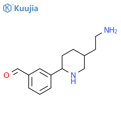 3-5-(2-aminoethyl)piperidin-2-ylbenzaldehyde structure