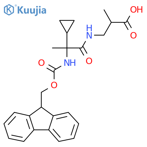 3-2-cyclopropyl-2-({(9H-fluoren-9-yl)methoxycarbonyl}amino)propanamido-2-methylpropanoic acid structure