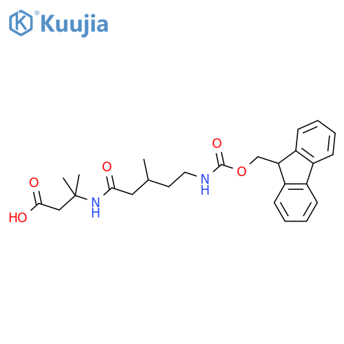 3-5-({(9H-fluoren-9-yl)methoxycarbonyl}amino)-3-methylpentanamido-3-methylbutanoic acid structure