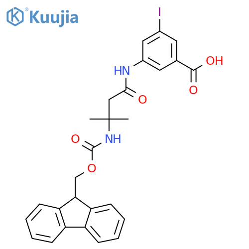 3-3-({(9H-fluoren-9-yl)methoxycarbonyl}amino)-3-methylbutanamido-5-iodobenzoic acid structure