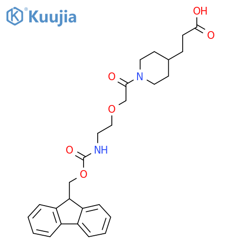 3-(1-{2-2-({(9H-fluoren-9-yl)methoxycarbonyl}amino)ethoxyacetyl}piperidin-4-yl)propanoic acid structure