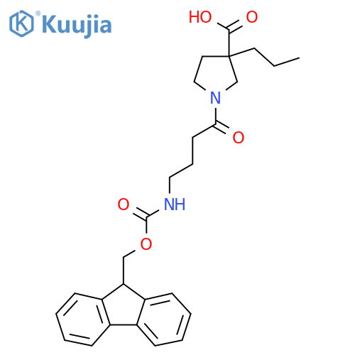 1-4-({(9H-fluoren-9-yl)methoxycarbonyl}amino)butanoyl-3-propylpyrrolidine-3-carboxylic acid structure