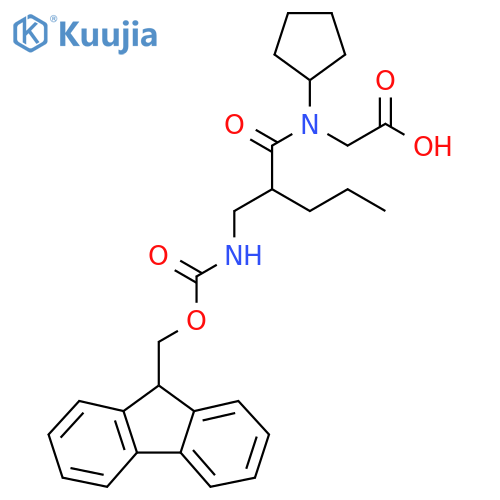 2-{N-cyclopentyl-2-({(9H-fluoren-9-yl)methoxycarbonyl}amino)methylpentanamido}acetic acid structure