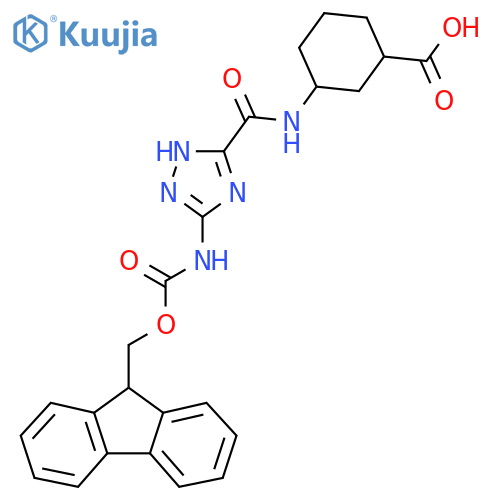 3-5-({(9H-fluoren-9-yl)methoxycarbonyl}amino)-1H-1,2,4-triazole-3-amidocyclohexane-1-carboxylic acid structure
