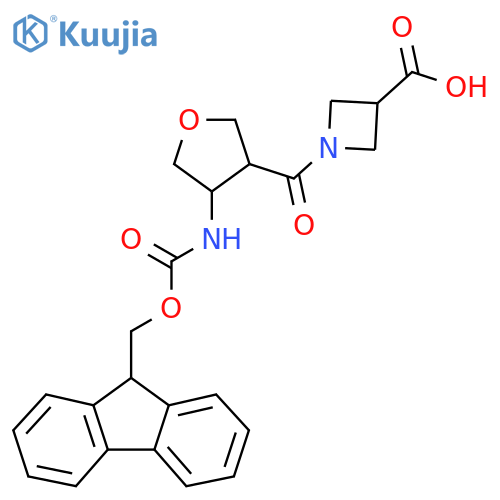 1-4-({(9H-fluoren-9-yl)methoxycarbonyl}amino)oxolane-3-carbonylazetidine-3-carboxylic acid structure