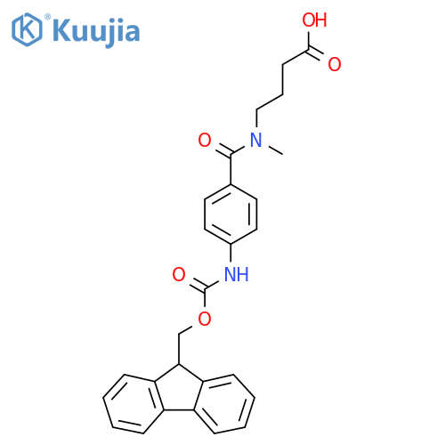 4-{1-4-({(9H-fluoren-9-yl)methoxycarbonyl}amino)phenyl-N-methylformamido}butanoic acid structure