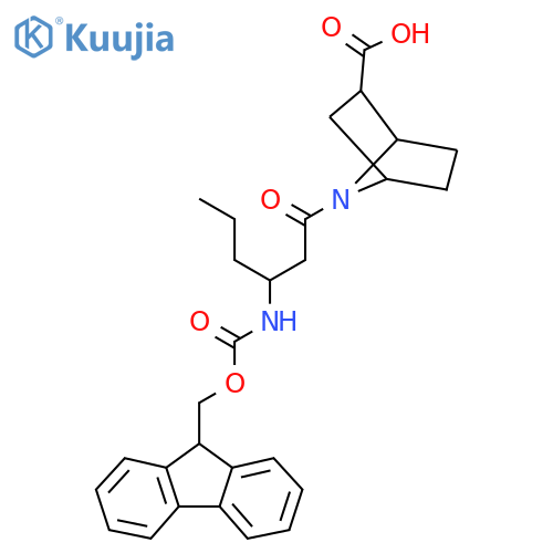 7-3-({(9H-fluoren-9-yl)methoxycarbonyl}amino)hexanoyl-7-azabicyclo2.2.1heptane-2-carboxylic acid structure