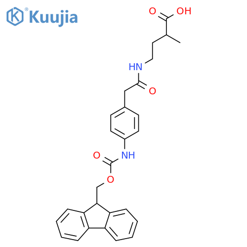 4-{2-4-({(9H-fluoren-9-yl)methoxycarbonyl}amino)phenylacetamido}-2-methylbutanoic acid structure