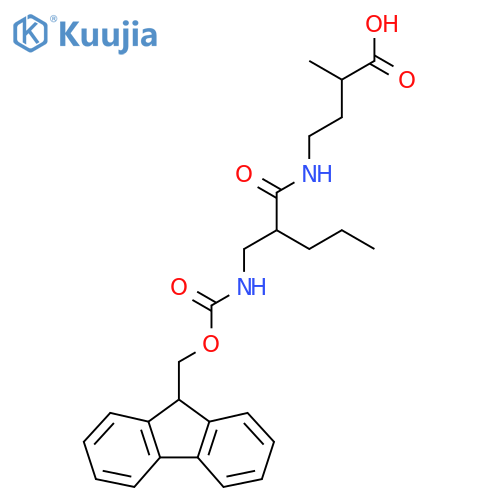 4-{2-({(9H-fluoren-9-yl)methoxycarbonyl}amino)methylpentanamido}-2-methylbutanoic acid structure