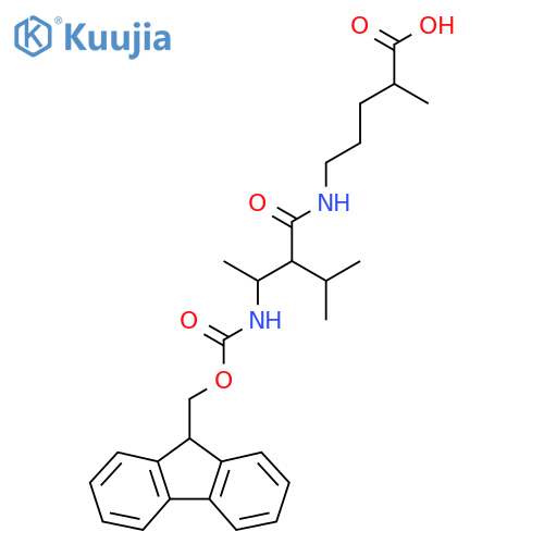 5-3-({(9H-fluoren-9-yl)methoxycarbonyl}amino)-2-(propan-2-yl)butanamido-2-methylpentanoic acid structure