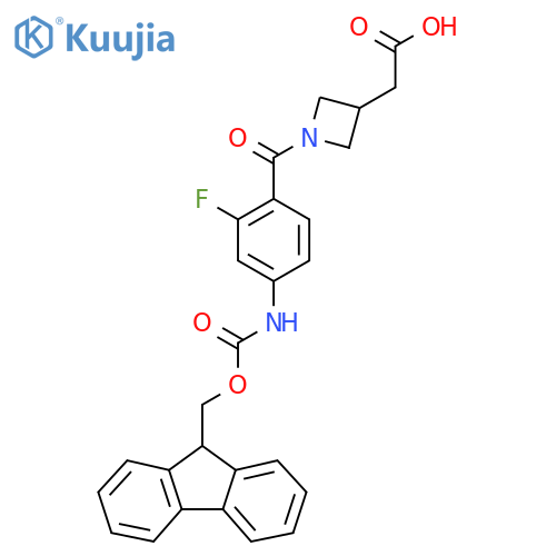 2-{1-4-({(9H-fluoren-9-yl)methoxycarbonyl}amino)-2-fluorobenzoylazetidin-3-yl}acetic acid structure