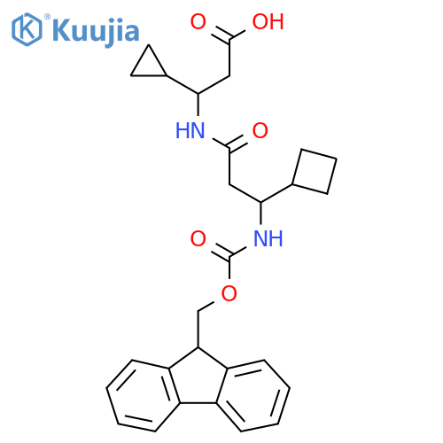 3-3-cyclobutyl-3-({(9H-fluoren-9-yl)methoxycarbonyl}amino)propanamido-3-cyclopropylpropanoic acid structure
