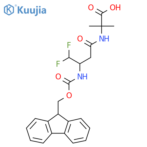 2-3-({(9H-fluoren-9-yl)methoxycarbonyl}amino)-4,4-difluorobutanamido-2-methylpropanoic acid structure